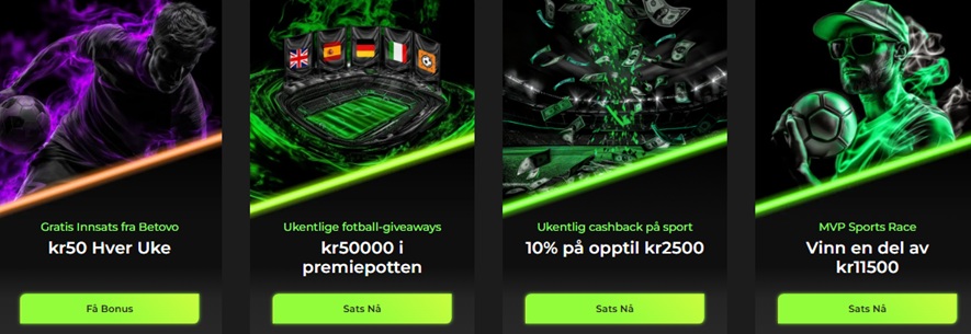 Interfaccia della piattaforma Betovo che mostra promozioni sportive