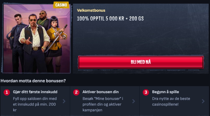 mafia casino velkomstbonus