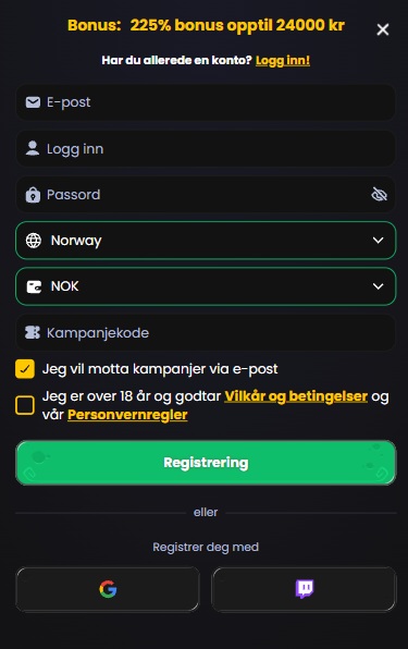corsaza casino registrering