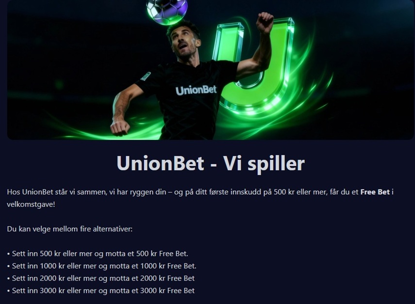 unionbet norge bonus