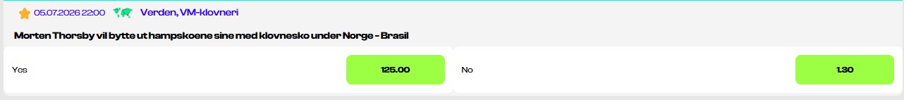 Betclown odds på Norge Brasil
